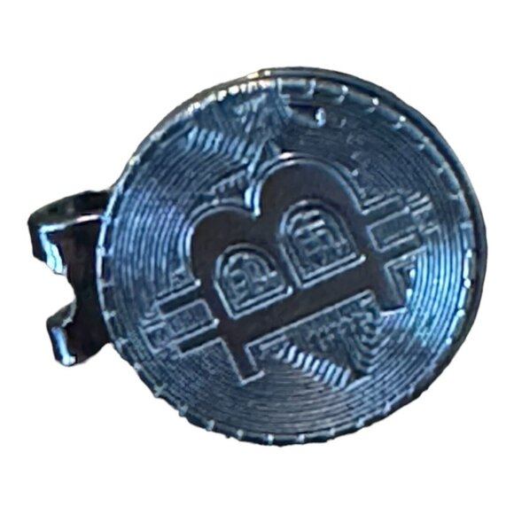 Bitcoin Golf Design Black Ball Marker with Hat Clip -New! - Picture 2 of 4